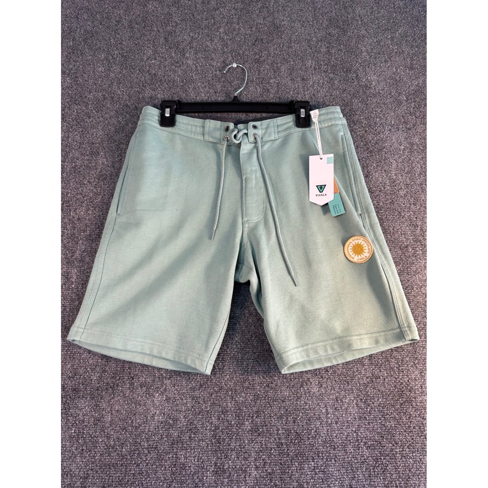 Vissla Solid Sets Eco Mens Shorts Small Sage Green Garment Dyed M2081SOC NEW